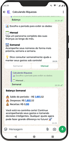Consulte suas finanças no WhatsApp
